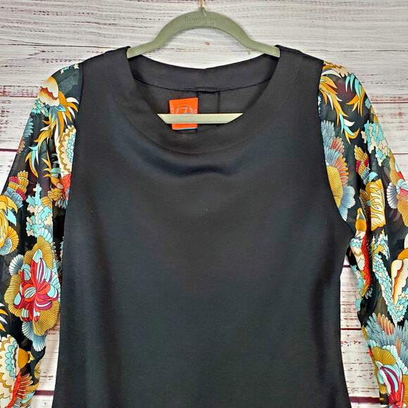 Tracy Nagoshian Black Whimsigoth Dress Sheer Floral Sleeves Fariygrunge Twee XS - Picture 3 of 14